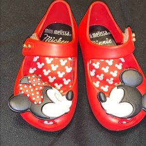 Mini Melissa Minnie and Mickey red shoes